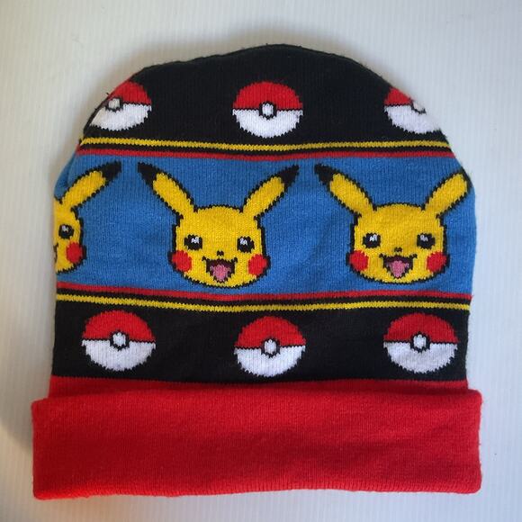 Pokémon Pikachu Poké Ball Knit Beanie Hat OSFM – 2015 Nintendo - Picture 2 of 7